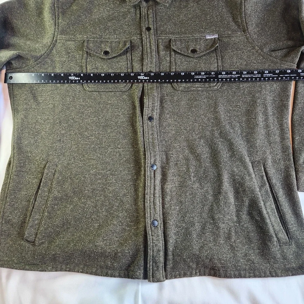 EDDIE BAUER Fleece Shacket Shirt Jacket Mens XXL Green Soft Button Up Pockets